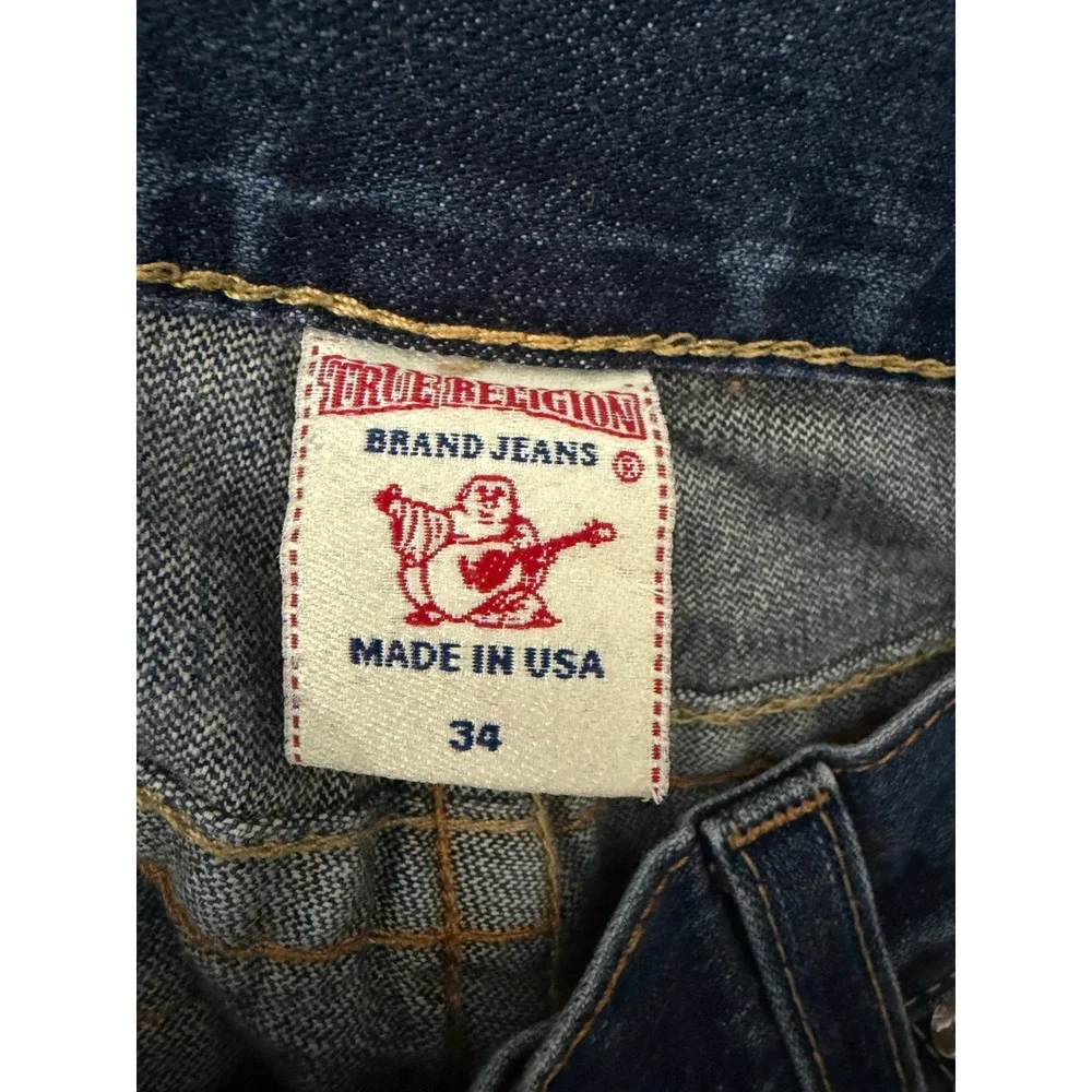 True Religion Billy Mens Straight Leg Jeans Blue Medium Wash Denim 34x30 USA